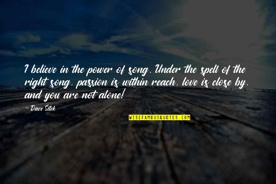 You Are Not Alone Love Quotes By Dave Sitek: I believe in the power of song. Under