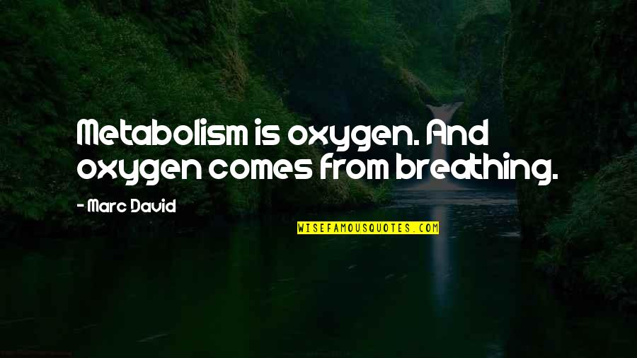You Are Not My Oxygen Quotes By Marc David: Metabolism is oxygen. And oxygen comes from breathing.