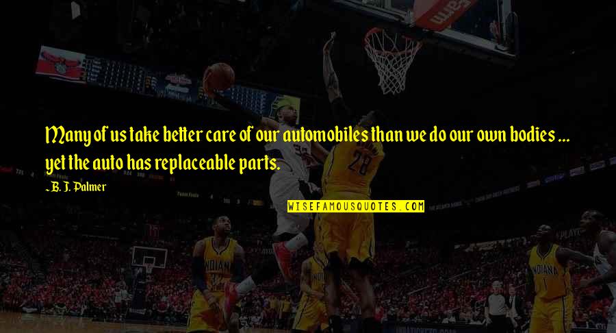 You Are Not Replaceable Quotes By B. J. Palmer: Many of us take better care of our You Are Not Replaceable Quotes By B. J. Palmer: Many of us take better care of our