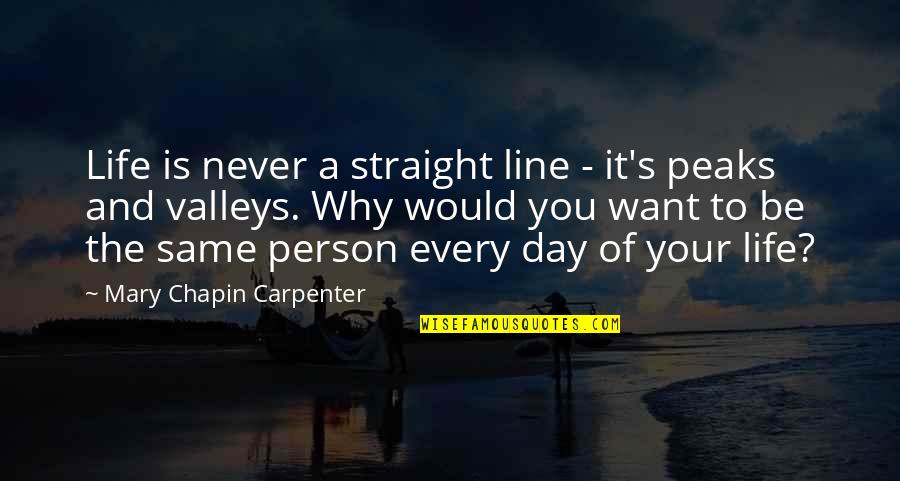 You Are Not The Same Person Quotes By Mary Chapin Carpenter: Life is never a straight line - it's