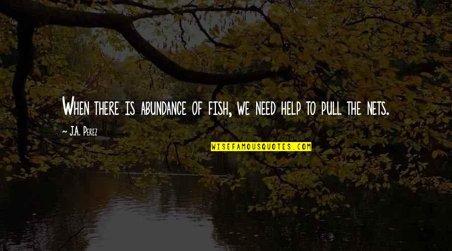 You Are Not There When I Need You The Most Quotes By J.A. Perez: When there is abundance of fish, we need