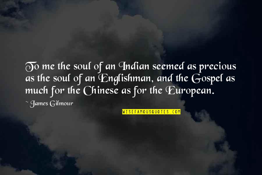 You Are Precious For Me Quotes By James Gilmour: To me the soul of an Indian seemed