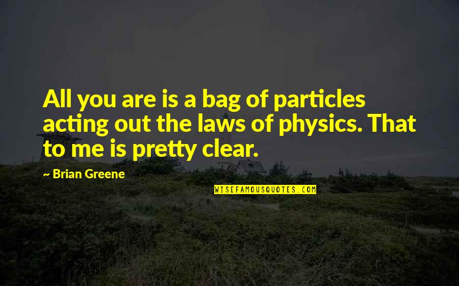 You Are Pretty Quotes By Brian Greene: All you are is a bag of particles You Are Pretty Quotes By Brian Greene: All you are is a bag of particles