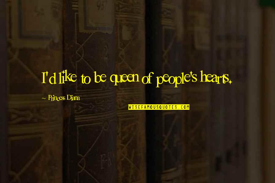 You Are Queen Of My Heart Quotes By Princess Diana: I'd like to be queen of people's hearts.