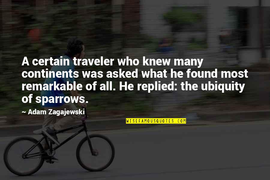 You Are Remarkable Quotes By Adam Zagajewski: A certain traveler who knew many continents was