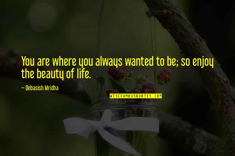 You Are So Happy Quotes By Debasish Mridha: You are where you always wanted to be;