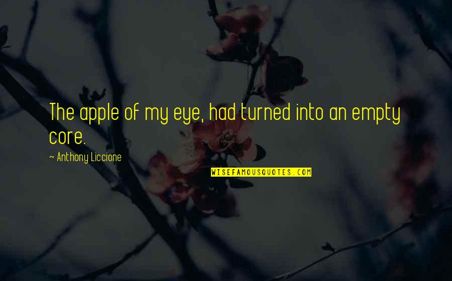You Are The Apple Of My Eye Love Quotes By Anthony Liccione: The apple of my eye, had turned into