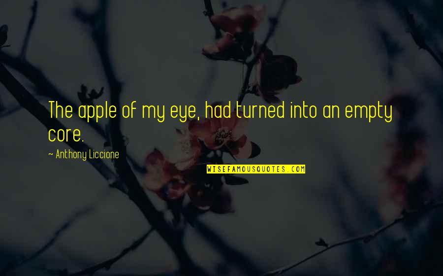You Are The Apple Of My Eye Love Quotes By Anthony Liccione: The apple of my eye, had turned into You Are The Apple Of My Eye Love Quotes By Anthony Liccione: The apple of my eye, had turned into