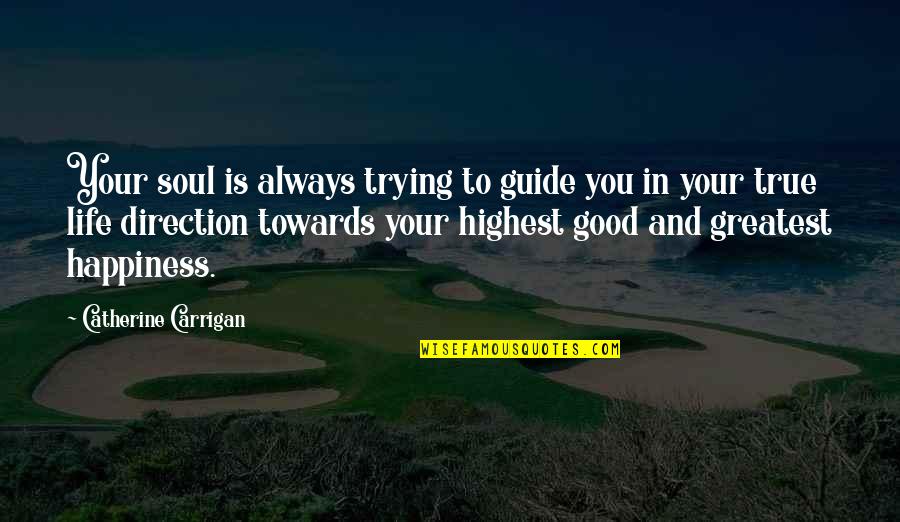 You Are The Greatest Happiness Of My Life Quotes By Catherine Carrigan: Your soul is always trying to guide you You Are The Greatest Happiness Of My Life Quotes By Catherine Carrigan: Your soul is always trying to guide you