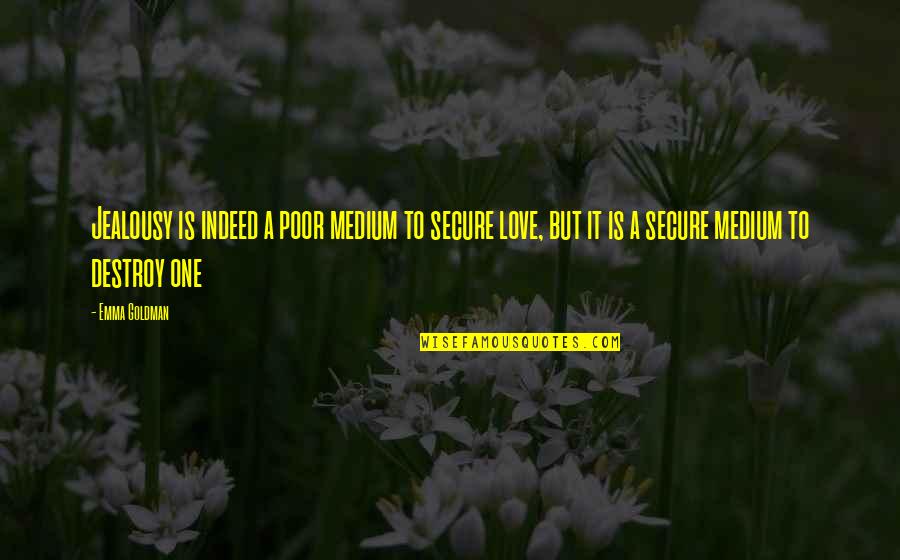 You Are The Only One My Love Quotes By Emma Goldman: Jealousy is indeed a poor medium to secure