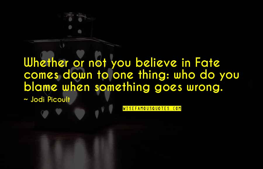 You Are The Only One To Blame Quotes By Jodi Picoult: Whether or not you believe in Fate comes