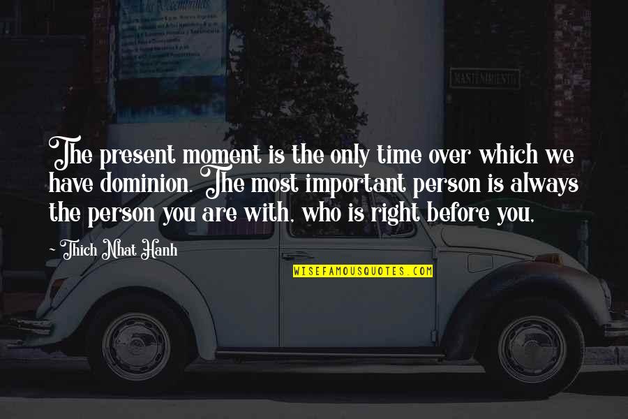 You Are The Only Person Quotes By Thich Nhat Hanh: The present moment is the only time over