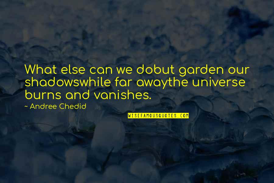 You Are Too Far Away Quotes By Andree Chedid: What else can we dobut garden our shadowswhile