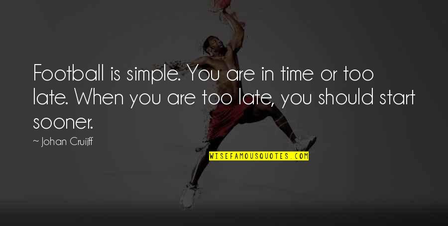 You Are Too Late Quotes By Johan Cruijff: Football is simple. You are in time or