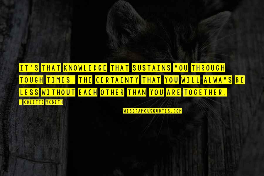 You Are Tough Quotes By Colette McBeth: It's that knowledge that sustains you through tough You Are Tough Quotes By Colette McBeth: It's that knowledge that sustains you through tough