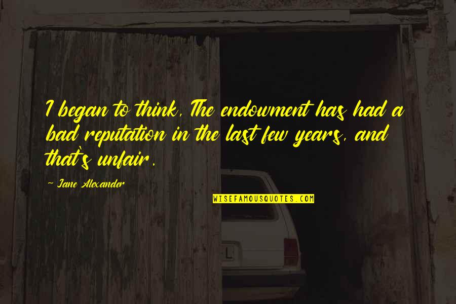 You Are Unfair Quotes By Jane Alexander: I began to think, The endowment has had