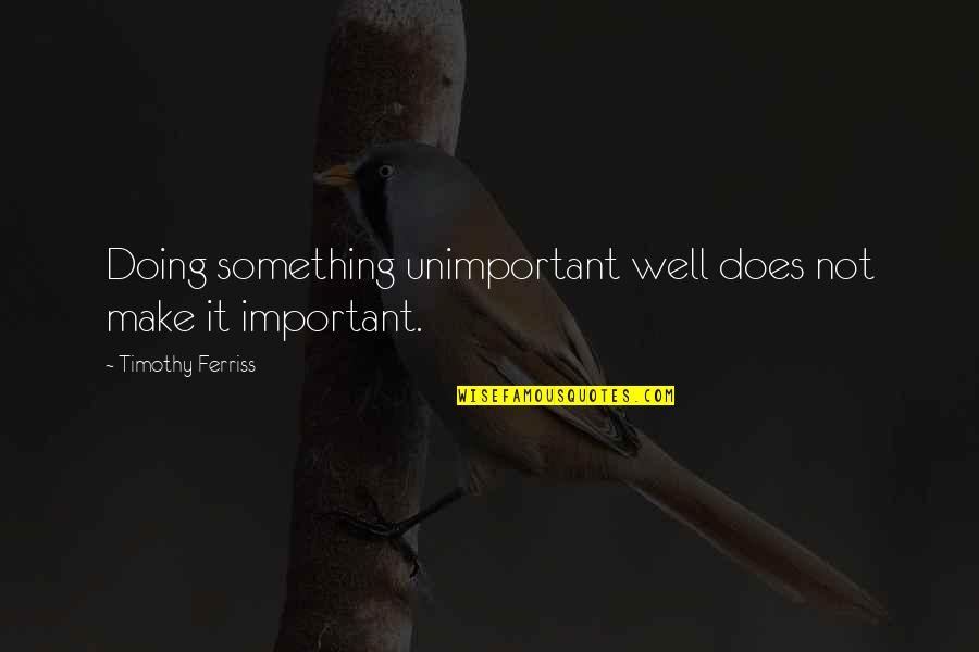 You Are Unimportant Quotes By Timothy Ferriss: Doing something unimportant well does not make it