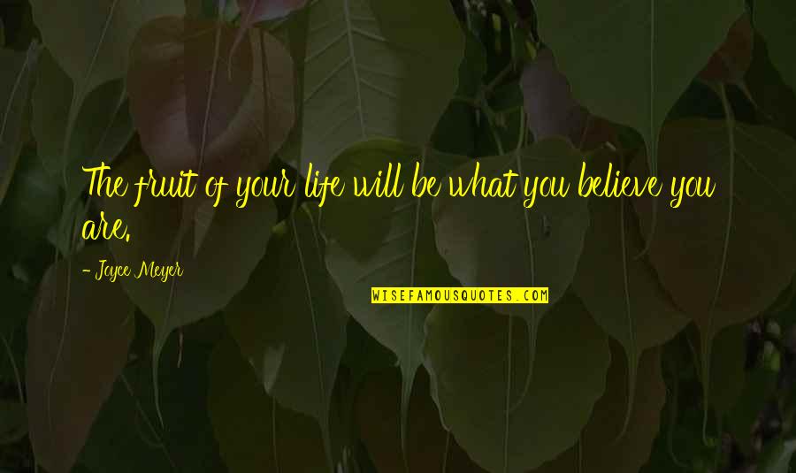 You Are What You Believe You Are Quotes By Joyce Meyer: The fruit of your life will be what You Are What You Believe You Are Quotes By Joyce Meyer: The fruit of your life will be what