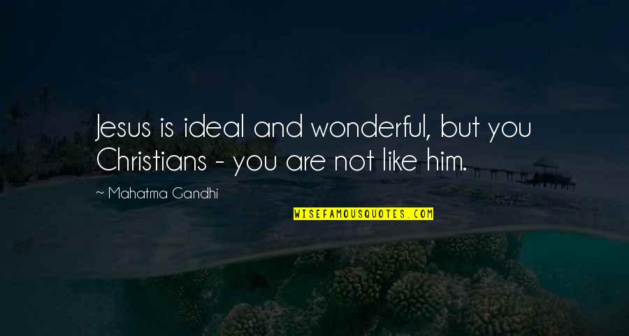 You Are Wonderful Quotes By Mahatma Gandhi: Jesus is ideal and wonderful, but you Christians