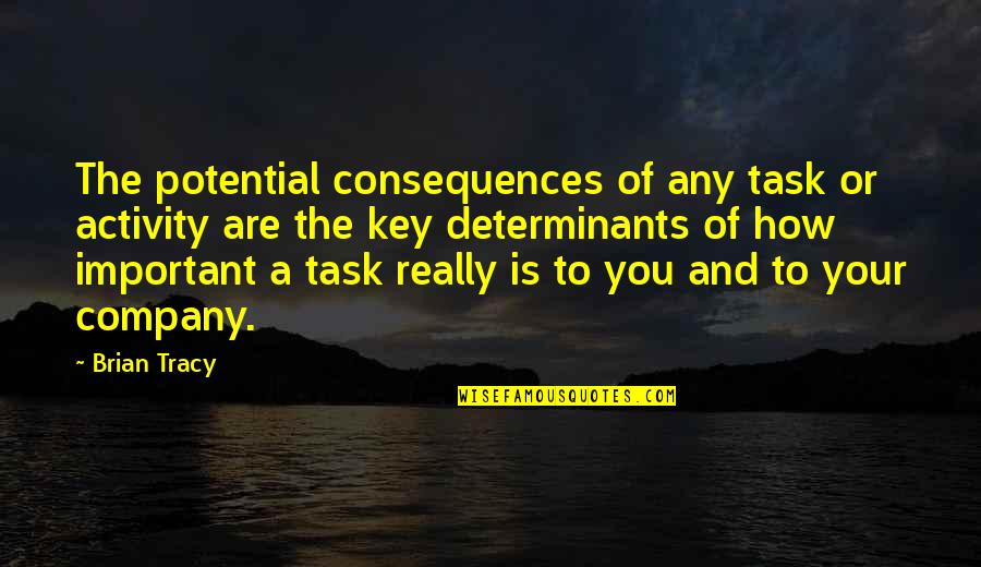 You Are Your Company Quotes By Brian Tracy: The potential consequences of any task or activity