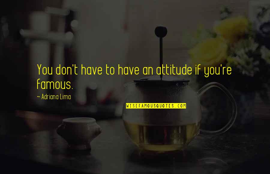 You Attitude Quotes By Adriana Lima: You don't have to have an attitude if