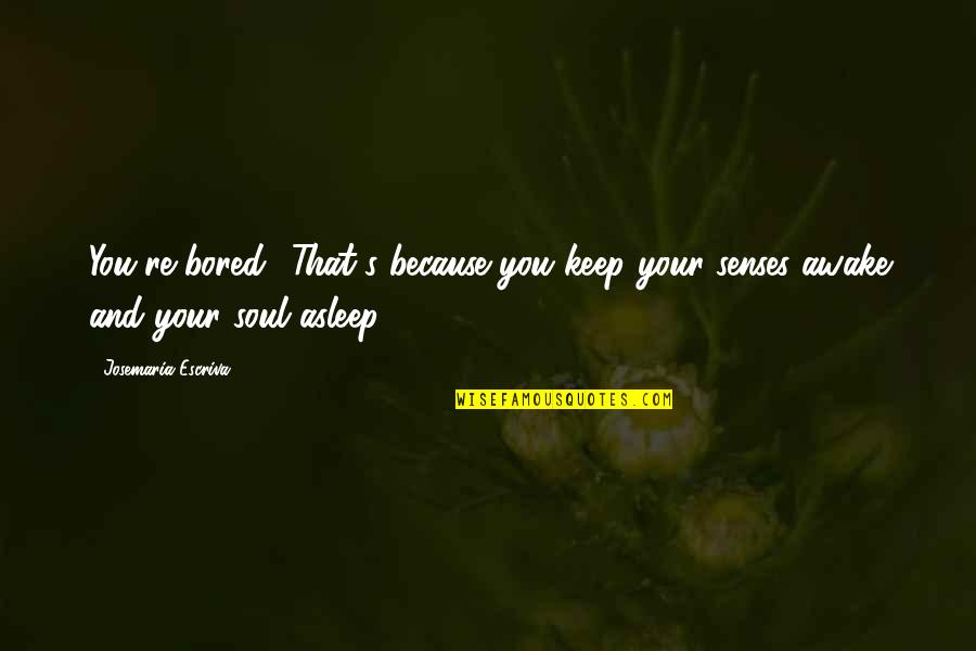You Awake My Soul Quotes By Josemaria Escriva: You're bored? That's because you keep your senses You Awake My Soul Quotes By Josemaria Escriva: You're bored? That's because you keep your senses