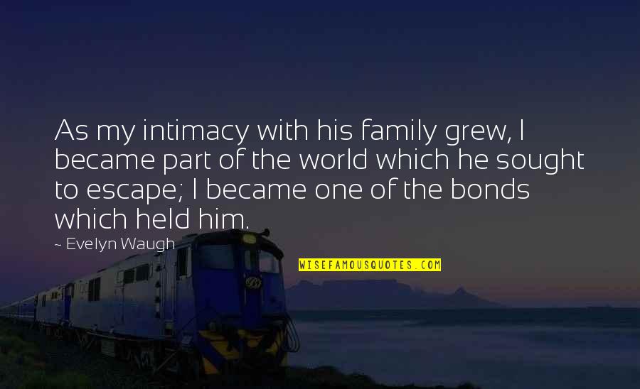 You Became My World Quotes By Evelyn Waugh: As my intimacy with his family grew, I