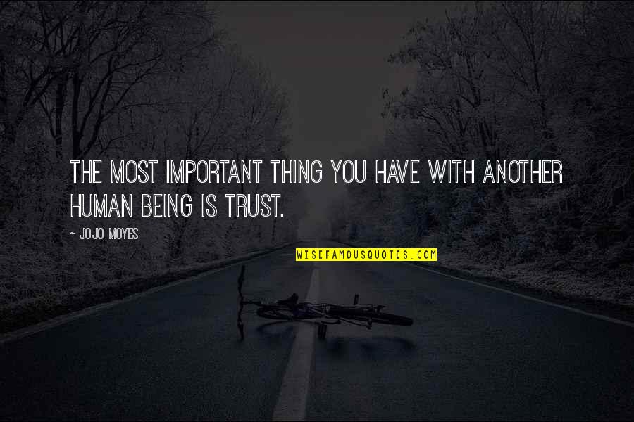 You Being Important Quotes By Jojo Moyes: the most important thing you have with another