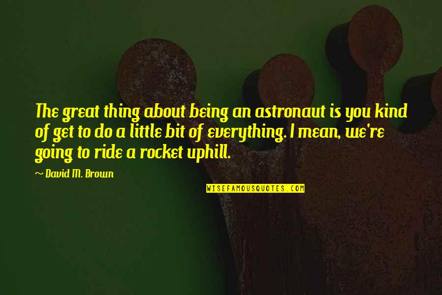 You Being Mean Quotes By David M. Brown: The great thing about being an astronaut is