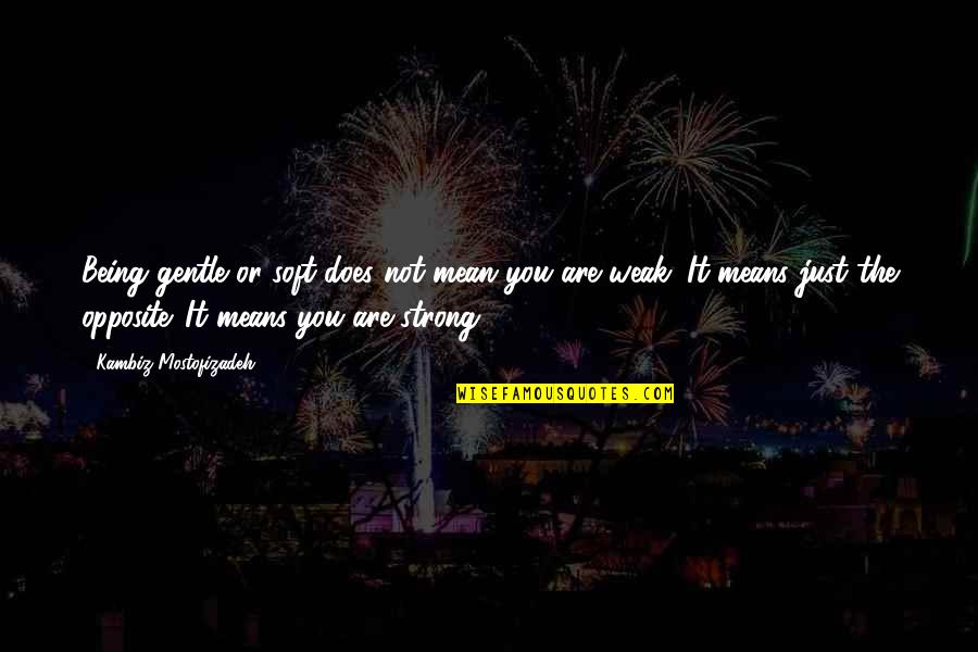 You Being Mean Quotes By Kambiz Mostofizadeh: Being gentle or soft does not mean you You Being Mean Quotes By Kambiz Mostofizadeh: Being gentle or soft does not mean you