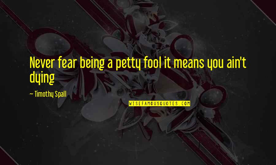 You Being Mean Quotes By Timothy Spall: Never fear being a petty fool it means
