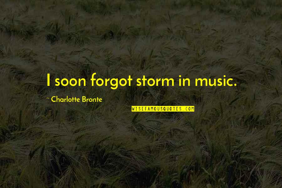 You Break My Heart But I Must Continue Quotes By Charlotte Bronte: I soon forgot storm in music.