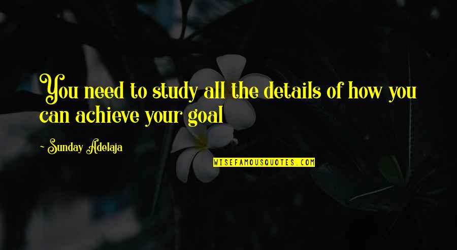 You Can Achieve Your Goal Quotes By Sunday Adelaja: You need to study all the details of