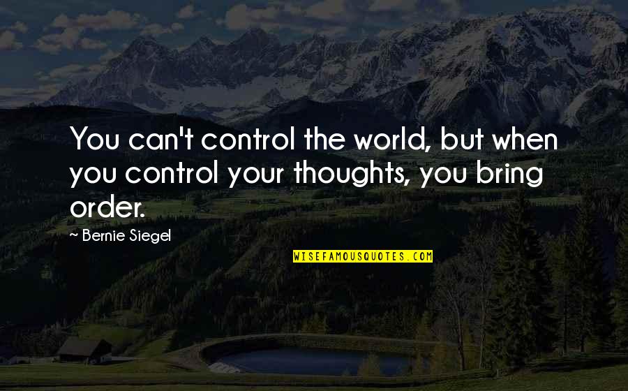 You Can Control Quotes By Bernie Siegel: You can't control the world, but when you