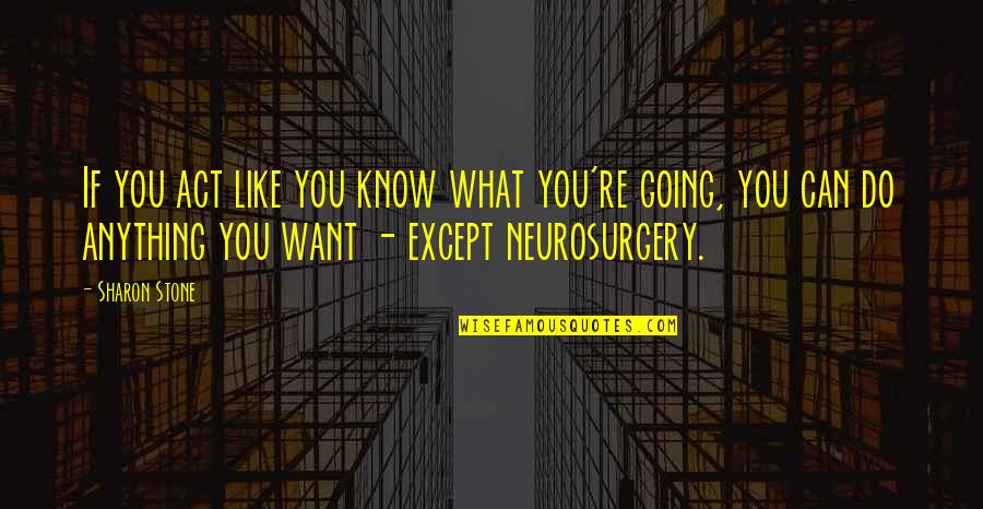 You Can Do What You Want Quotes By Sharon Stone: If you act like you know what you're