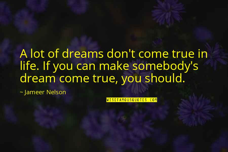 You Can Make Your Dreams Come True Quotes By Jameer Nelson: A lot of dreams don't come true in