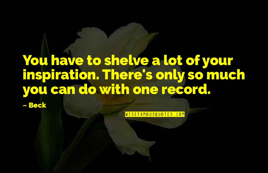 You Can Only Do So Much Quotes By Beck: You have to shelve a lot of your