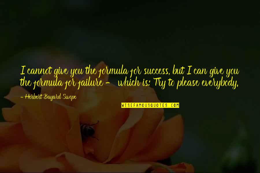 You Can Only Give So Much Quotes By Herbert Bayard Swope: I cannot give you the formula for success,