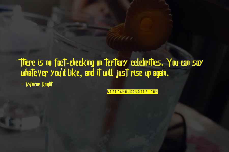 You Can Rise Quotes By Wayne Knight: There is no fact-checking on tertiary celebrities. You You Can Rise Quotes By Wayne Knight: There is no fact-checking on tertiary celebrities. You