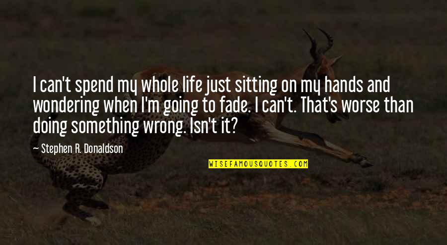 You Can Spend Your Whole Life Quotes By Stephen R. Donaldson: I can't spend my whole life just sitting