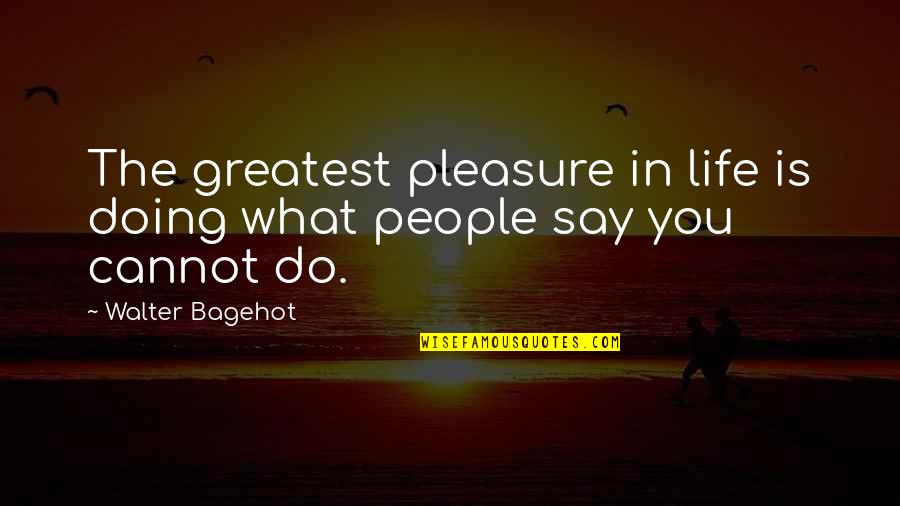 You Cannot Do Quotes By Walter Bagehot: The greatest pleasure in life is doing what