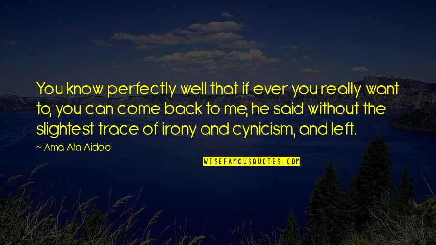 You Can't Come Back Quotes By Ama Ata Aidoo: You know perfectly well that if ever you