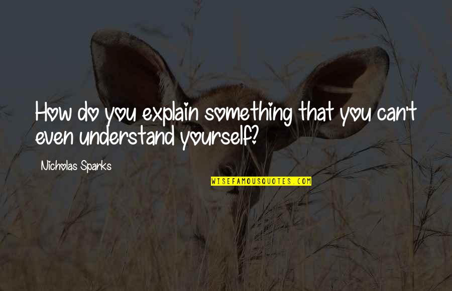 You Can't Do Something Quotes By Nicholas Sparks: How do you explain something that you can't