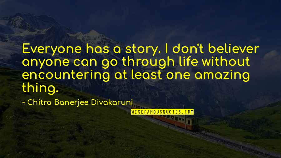 You Can't Go Through Life Quotes By Chitra Banerjee Divakaruni: Everyone has a story. I don't believer anyone You Can't Go Through Life Quotes By Chitra Banerjee Divakaruni: Everyone has a story. I don't believer anyone