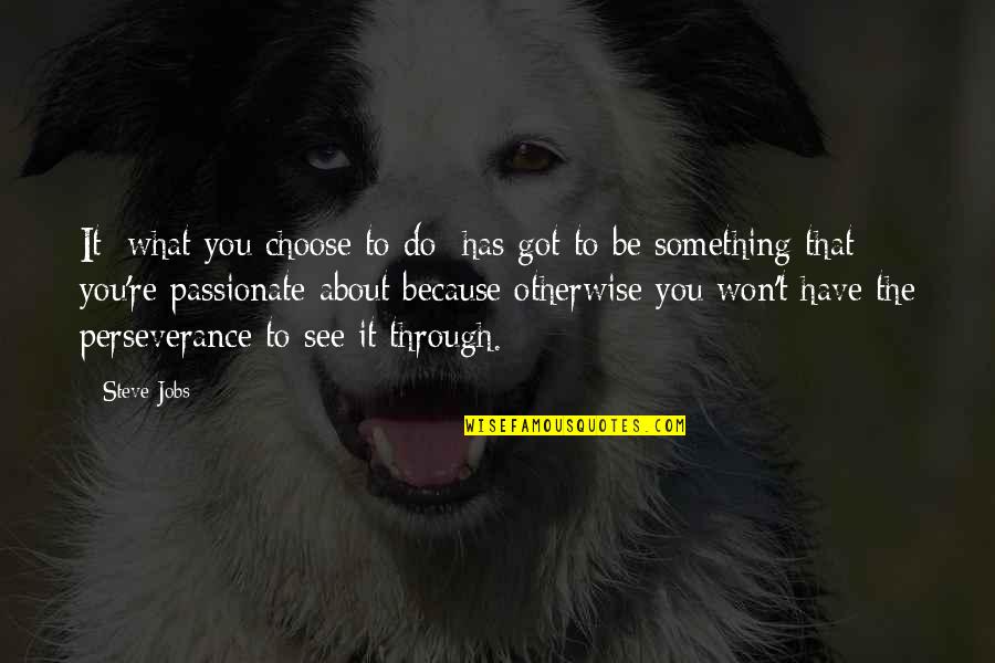 You Choose Quotes By Steve Jobs: It [what you choose to do] has got