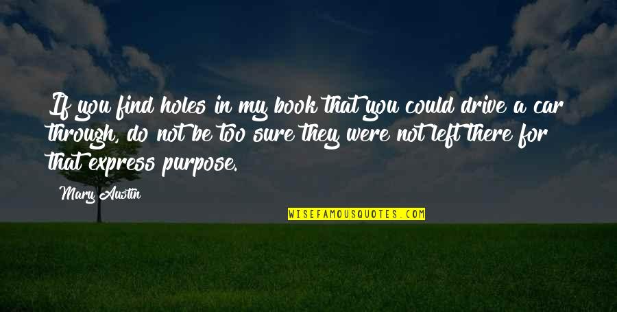 You Could Be My Quotes By Mary Austin: If you find holes in my book that