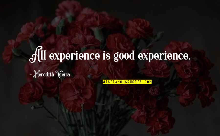 You Couldn't Walk A Mile In My Shoes Quotes By Meredith Vieira: All experience is good experience.