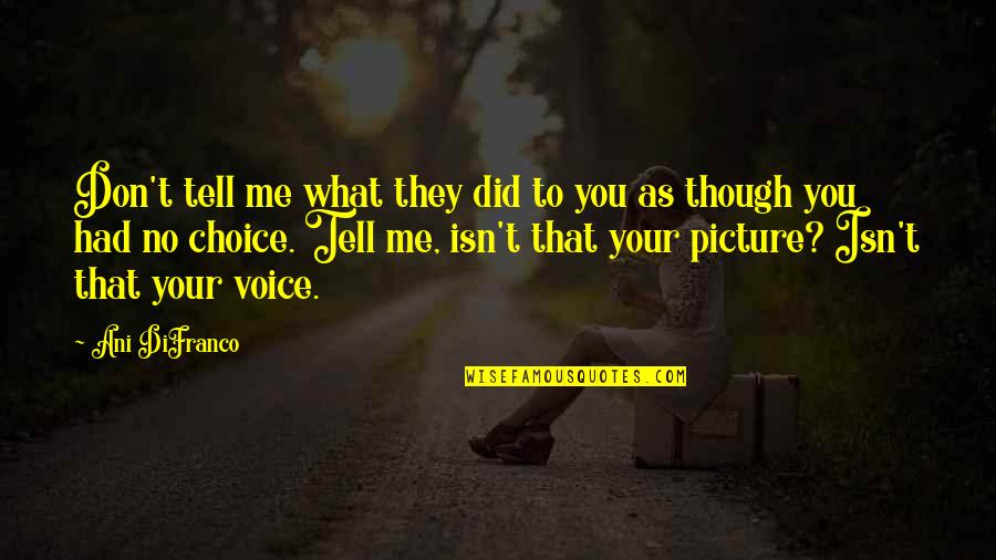 You Did It Picture Quotes By Ani DiFranco: Don't tell me what they did to you