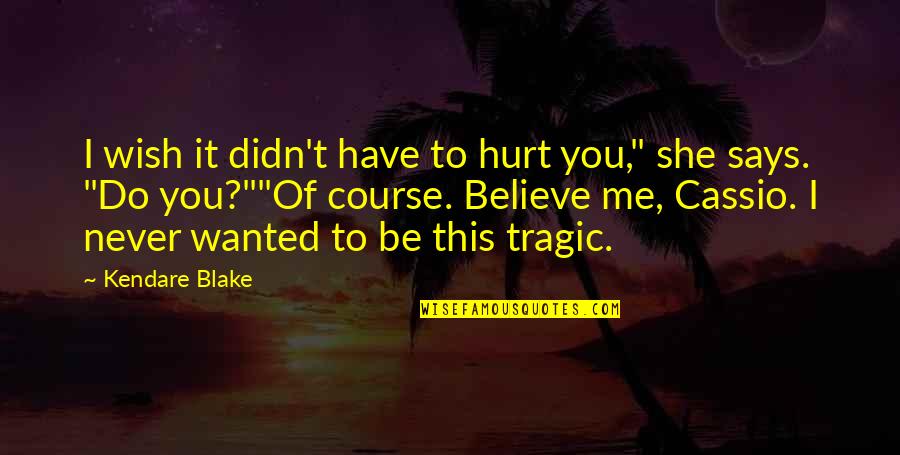 You Didn't Hurt Me Quotes By Kendare Blake: I wish it didn't have to hurt you,"