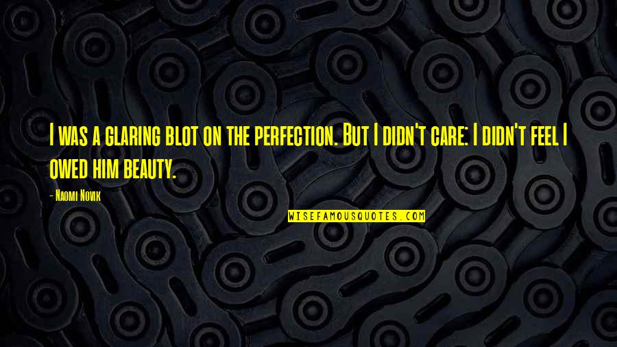 You Didn't Really Care Quotes By Naomi Novik: I was a glaring blot on the perfection.